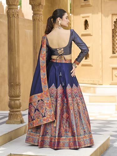 Image of PURVAJA Women's Jacquard Semi-Stitched Lehenga choli