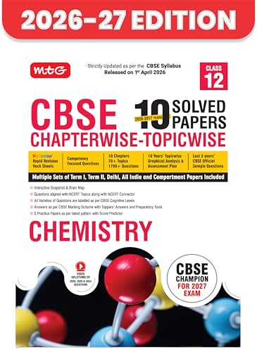 MTG CBSE Class 12 PYQs Book | 10 Years (2026-2017) Chapterwise To...