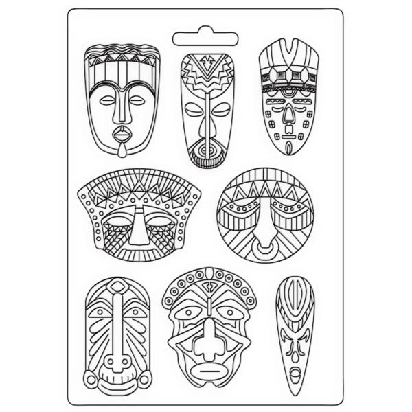 Stamperia International Soft Mould - Savana Tribal Masks, White, A5, (K3PTA4533) - Image 2