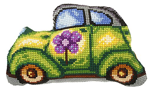 Orchidea Large Cushion: Cross Stitch Kit, Green Car, 45 x 29cm