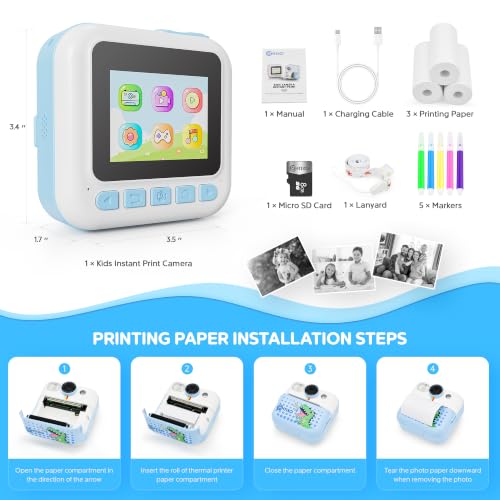 Image of Contixo Kids Camera Instant Print, Birthday Gifts for Girls and Boys, Blue