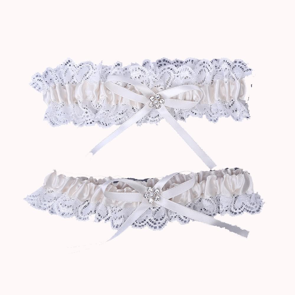 Podwiązka ślubna dla narzeczonych Ślubna koronkowa opaska do pończoch White Bridal Cosplay Pasy do pończoch na ślubne akcesoria ślubne (kolor: biały, rozmiar: 16-23 cali) (biały 16)