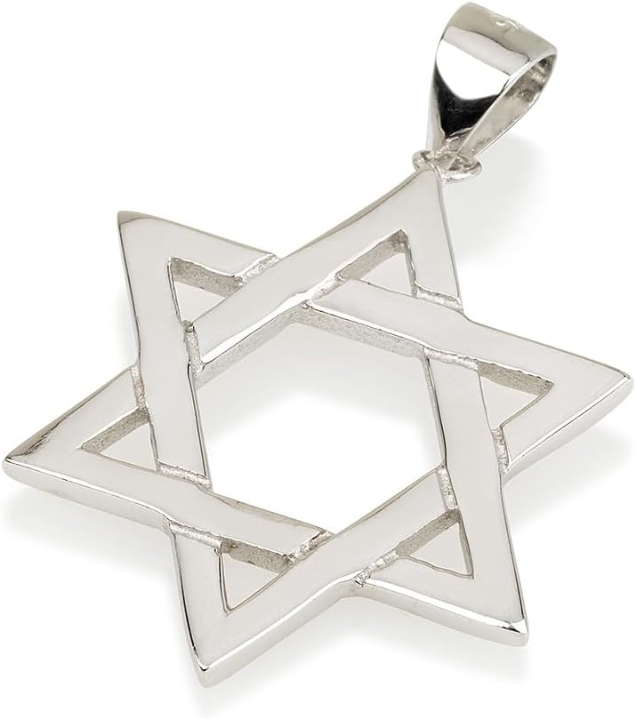 Star of David Necklace for Men, 925 Sterling Silver Pendant with Jewish Star Symbol, Israeli Made Hebrew Israelite Jewelry Kabbalah Blessing Jewish Jewelry for Women Holy Land Gifts