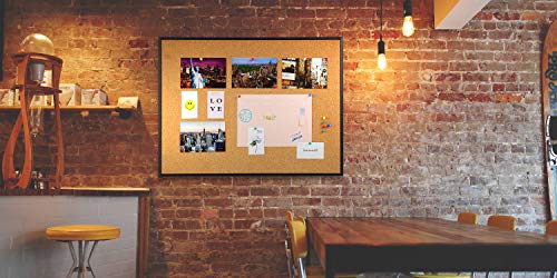 INNOVART Cork Bulletin Board 48" X 36" with 10 Push Pins, Corkboard with Black Aluminum Frame, Cork Notice Board for Home, Office, School - Thumbnail 7