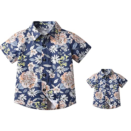 Image of Daddy and Me Matching Outfits Hawaiian Father and Son Matching Shirts for Family Photoshoot Summer Men Boys Father's Day Tops