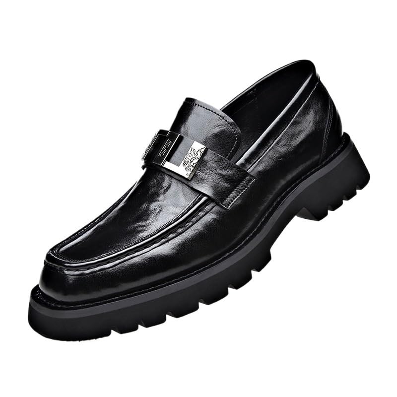 Men's Retro Slip-On Classic Dress Loafers Shoes Oxford Square-Toe Casual Formal Derby Shoes
