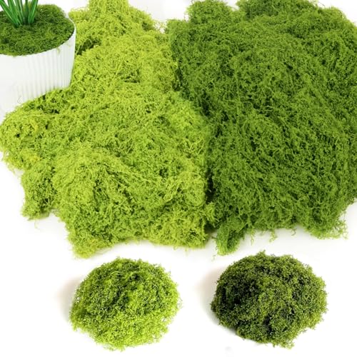 200g Musgo Artificial Decoracion, Simulación de Musgo para Boda Navidad y Pascua, 100 g Verde Oscuro y 100 g Verde Claro Muy Formas Diversa Planta Artificiales para Manualidades Hogar Jardín Modelismo
