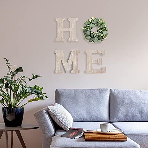 Wooden Home Sign Wall Hanging Decor Wood Home Letters For Wall Art With Artificial Eucalyptus Wreath Rustic Home Decor Farmhouse, Wall Decor For Living Room Entryway Dining Room Hallway Housewarming Gift (Natural) #TOP1