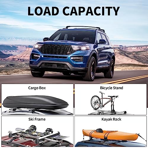 Richeer AM29995 Roof Rack Cross Bars For 2020 2021 2022 2023 2024 Explorer With Side Rails, Aluminum Cross Bar With Anti-Theft Locks For Cargo Racks Rooftop Luggage Canoe Kayak Bicycle Roof Bag thumb #5