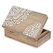 Ajuny Wooden Handmade Decorative Jewelry Storage Box Corner Flower Design Multipurpose Treasure Chest Keepsake Organizer Necklaces Bracelet Watch Boxes Gifts 8x5 Inch