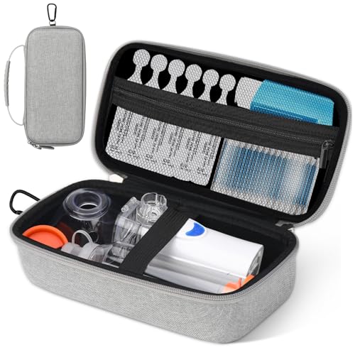 Image of Asthma Inhaler Case - Portable Nebulizer Travel Bag with Mesh Pocket, Double Zippers, and Silicone Handle, Compatible with Inhaler Spacer for Adults and Kids
