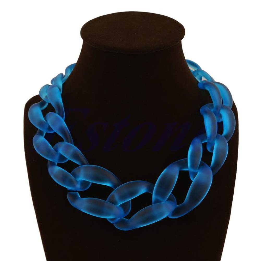 YoungerY Lackingone Acrylic Collar Chunky Choker Statement Bib Chain Necklace Pendants Blue