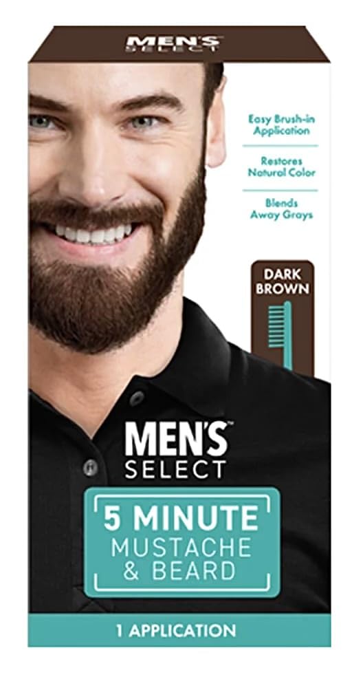 5 Minute Mustache & Beard Dark Brown Brush-In Facial Hair Dye with Brush Included