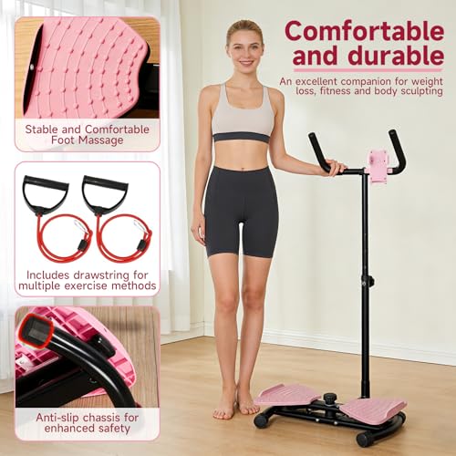 Image of Waist Twister Machine Exercise with Handlebar, Ab Twister Board with Phone Holder, 330lbs Capacity, Workout for Slim Waist and Core Ab Exercise, Ultra-Quiet Home Gym Equipment for Women Men