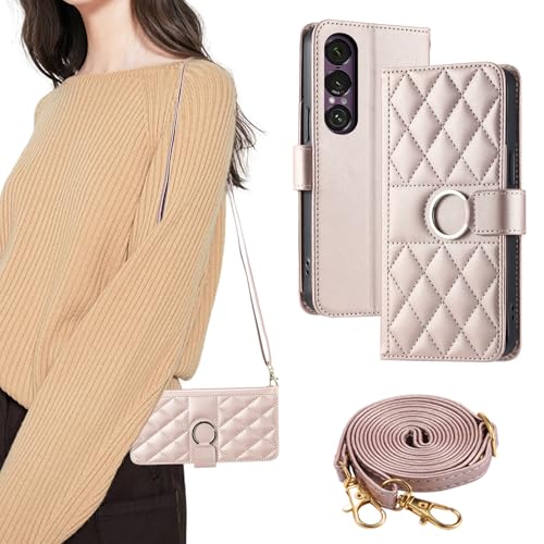 【iffeenny】Xperia 1 VII ケース 手帳型 エクスペリア1 vii 手帳型ケース SO-51F 携帯カバー 斜めストラップ付き 長さ調節可能 カード収納 スタンド機能 操作が簡単 便利 擦り傷防止 人気 衝撃吸収 財布型 6.5インチ ロ