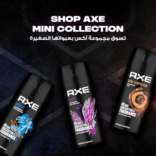 Axe Mini Men Deodorant Body Spray, Excite, 48 hours of irresistible fragrance, 120ml x 3