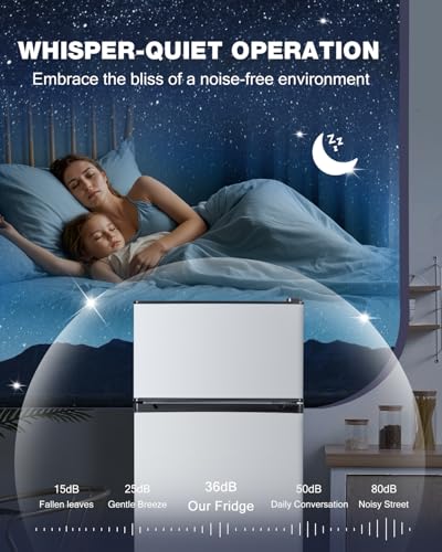 image for Tehanld Double Door Refrigerator with Freezer, 4.5 Cu.Ft, Small Fridge