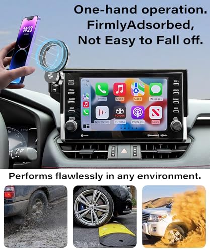 Image of Car Phone Holder for Toyota RAV4 2022 9 inch Screen Accessories | MagSafe Strong Magnetic Clip-On Cell Phone Mount, 360 Rotatable Hands-Free Holder, Not Block Air Vents