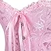 KSHUN Women's Corsets Lace Up Boned Overbust Corset Bustier Lingerie Satin Floral Bustier Bodyshaper Top Pink Medium