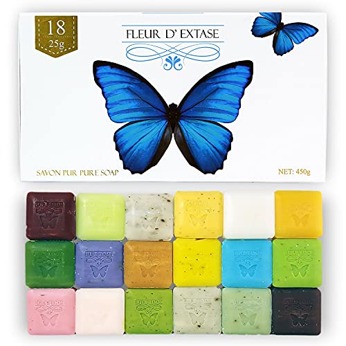Ecstacy Soap Gift Set With 18 x 25 Gram Bars Of Guest Soaps by FLEUR D' EXTASE - All Natural (18 Soaps Gift Set)