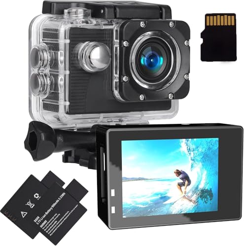 Xilecam Action Camera 1080P Sports Camera Memory Card Action Cam 4xZoom 131ft Underwater Waterproof with 2 X Batteries and Multi-Function Accessory(X2R)