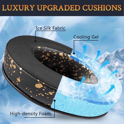Almohadillas para auriculares SOULWIT con gel refrigerante, repuesto para auriculares Razer Blackshark V2 X y Blackshark V2 HyperSpeed, espuma de aislamiento acústico de alta densidad - Negro Dorado miniatura 3