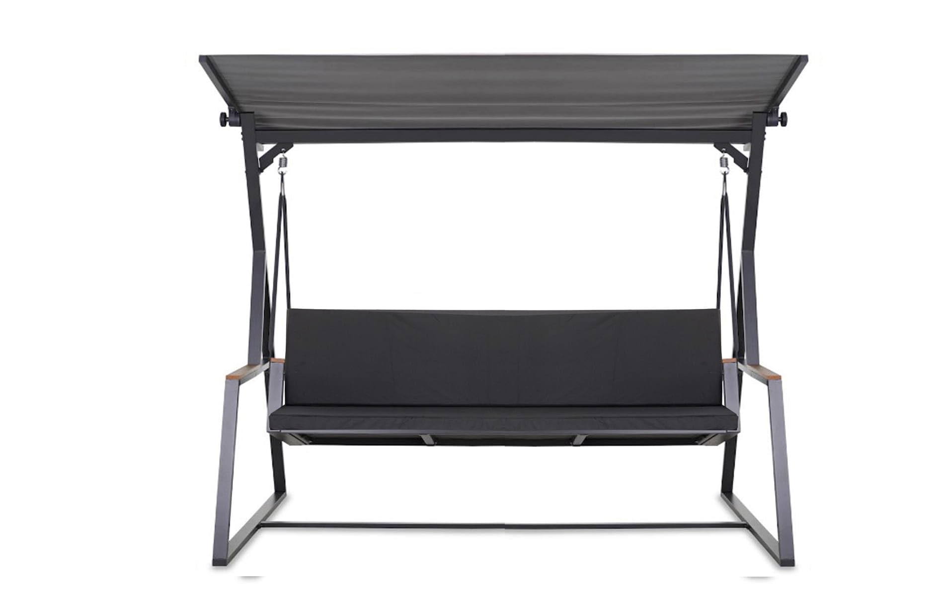 Hollywoodschaukel Auflage, 7 cm dick, Sitz- und Rückenpolster, Abnehmbarer Bezug, Wendbar, Garten Polster Set (Anthrazit, 170x50x50cm)