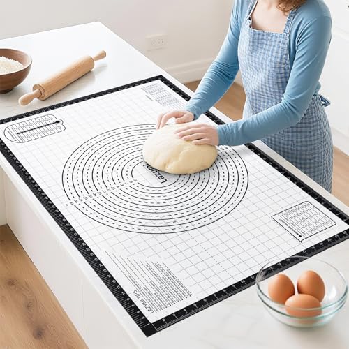 Lazymi Extra Große Backmatte Silikon: Antihafte Teigmatte 91x61 cm - Rutschfeste Backunterlage Ausrollmatte mit Messung - Groß Teigunterlage Wiederverwendbar Backen Zubehör für Teig/Fondant/Pizza/Brot Lazymi Extra Große Backmatte Silikon: Antihafte Teigmatte 91x61 cm - Rutschfeste Backunterlage Ausrollmatte mit Messung - Groß Teigunterlage Wiederverwendbar Backen Zubehör für Teig/Fondant/Pizza/Brot