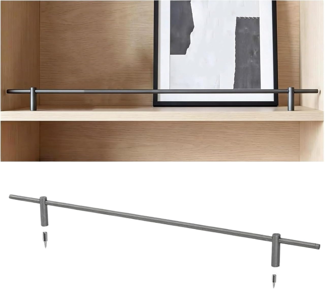 NIUSABOU Aluminum Shelf Guard, Decorative Aluminum Round Tube Shelf Guard Rail for Storage 36-107cm(48cm)