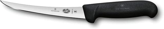 Victorinox 5660315 Boning Knife, Narrow Curved Blade, 15 cm, Black