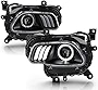 ACANII - For [Halogen Model] 2014-2018 Jeep Cherokee Black Housing LED Tube Halo Projector Headlights Headlamps Assembly
