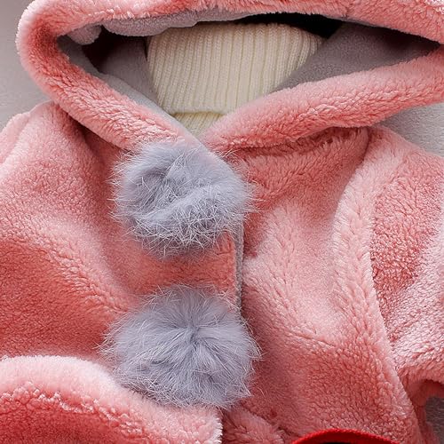 Infant Girls Hooded Plush Jacket Thicken Fleece Long Sleeve Button Bunny Coat Windproof Outerwear with Pocket3