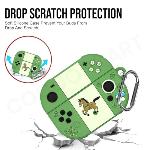 Image of Cartoon Silicone Case Cover Compatible for OnePlus Nord Buds 4 Pro (Green Horse)