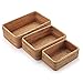 DECRAFTS Cestas Almacenamiento Rectangulares de Ratán Cajas de Mimbre Tejida Apilable para Armarios de Cocina Estante Conjunto Natural 3 Piezas