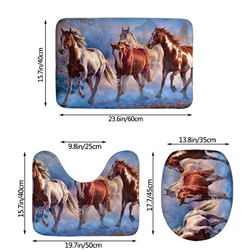 DIRYKILP Badematte + Konturmatte + Toilettendeckelbezug, Laufpferd 3 Stück Badematte Set, mit rutschfester Klebeunterseite – Bild 4