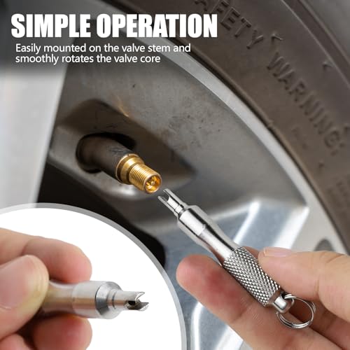 Image of Valve Core Removal Tool, Stainless Steel Tire Valve Core Removal Tool, Portable Tire Valve Stem Tool, Valve Stem Core Replacement Tool for Car Truck Bicycle Tire Repair Install