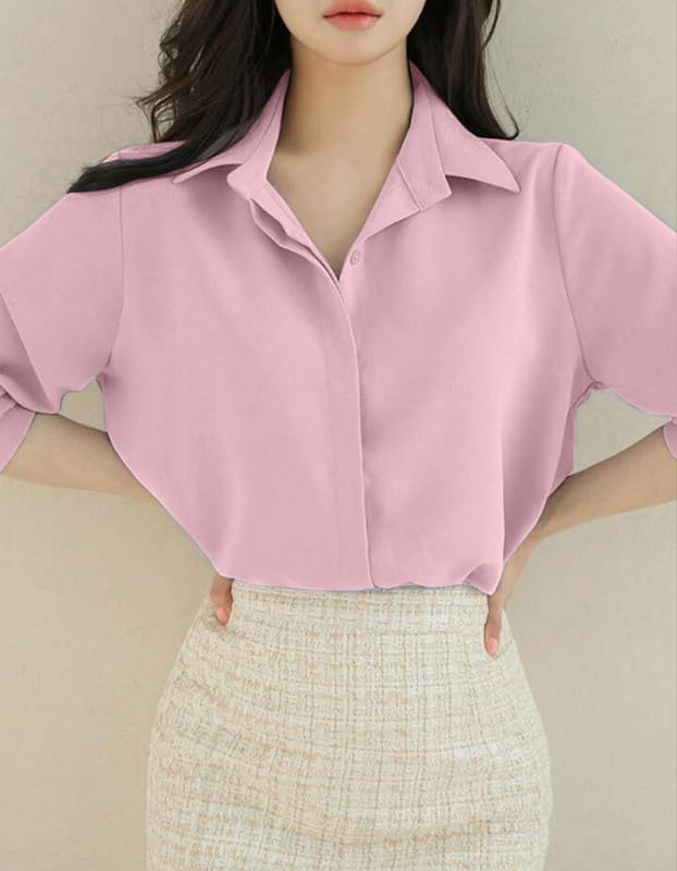 Image of Women's Regular Fit Korean Style Shirts | Stylish Western Shirt with Concealed Placket | Casual & Office Wear Shirt for Women