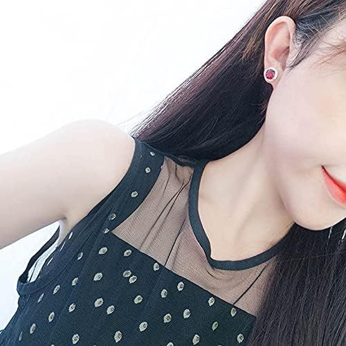 Boucles d'oreilles clous rubis 925 femmes bijoux mariage rouges