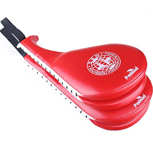 PMLAND 2 Pcs Red Taekwondo Durable Kick Pads Targets for Kickboxing Training