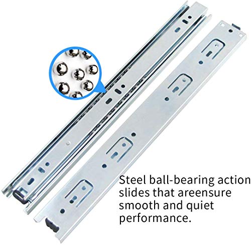 2 Pcs Silver Tone Ball Bearing 11 Inch 3 Sections Slide Track Mounting Drawer Runners Slider (11 Inch, Silver) #TOP1