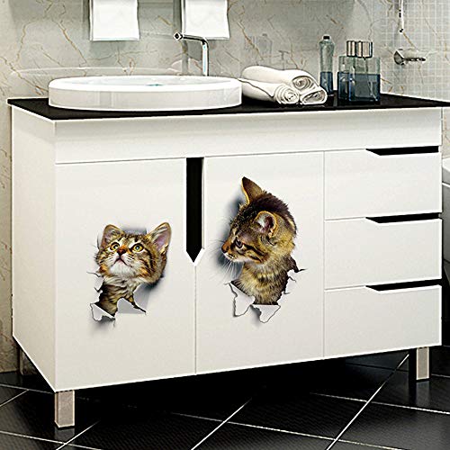 12 adhesivos removibles 3D de gatos para pared miniatura 2