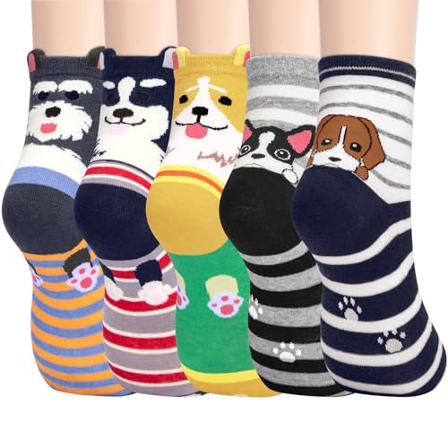 Image of Chalier Womens Funny Socks Cozy Cute Printed Patterned Fun Socks Novelty Cat Dog Socks for Women