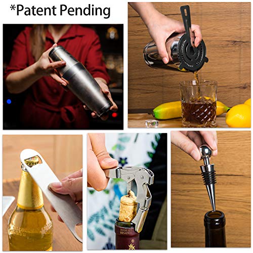 X-cosrack Boston Bar Sets mit drehbarem Ständer: 19 Stück Cocktail Shaker Sets aus Edelstahl, für Home Barkeeper Kit… - Image 4