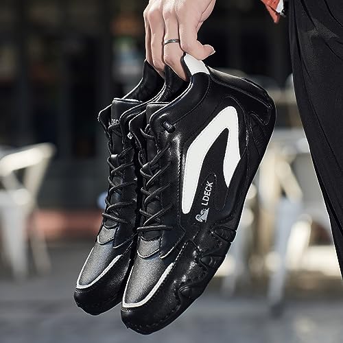 Explorer Hiking Shoes Soft Leather Slip On Shoes for Men Waterproof Casual Sneakers Non-Slip Breathable Chukka (Color : Black, Size : US11)3