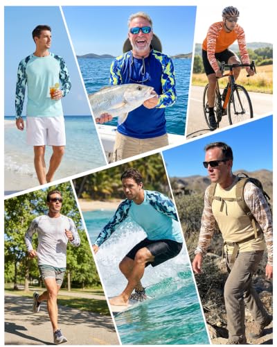 Image of FISHEAL Mens Long Sleeve Fishing Camo Shirts, UPF 50+ Sun Swim Rash Guard