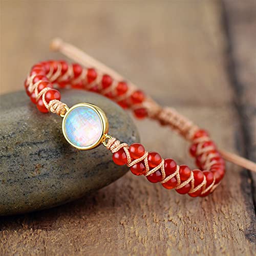 Bracelet en améthyste et opale naturelle WXKAGF chaîne tressée yoga