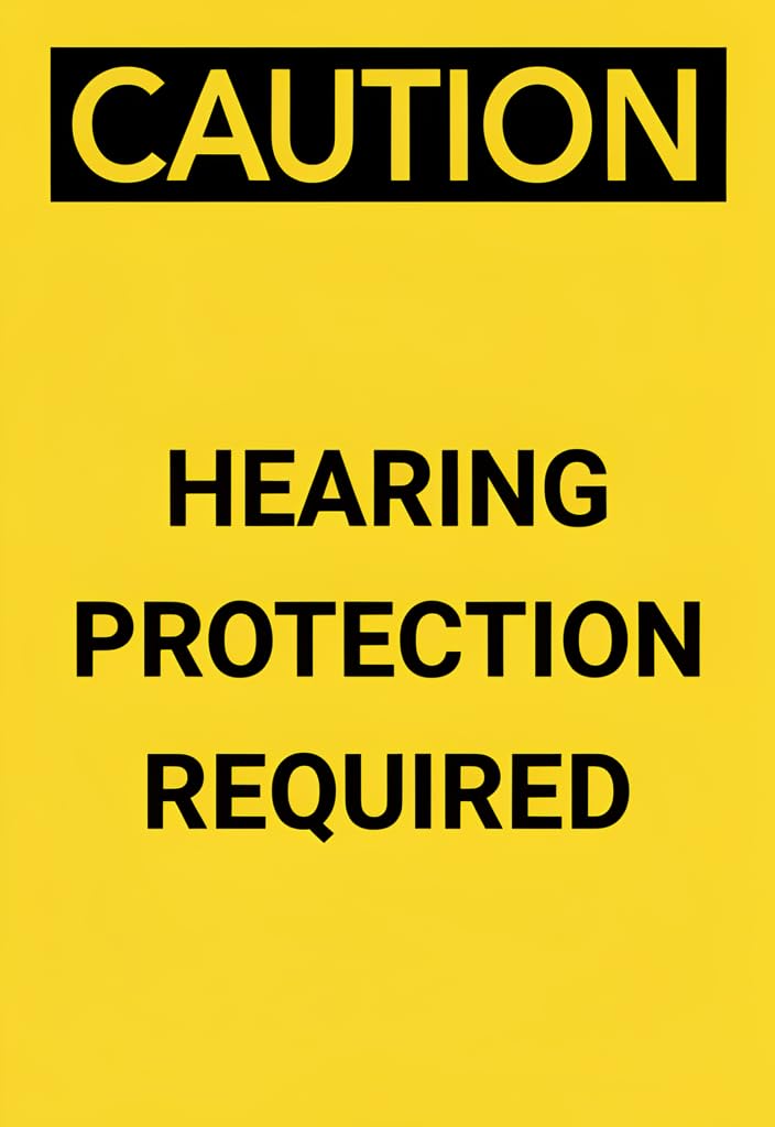 peiyeety Caution Hearing Protection Required Tin Sign 12x8 Inch – Yellow & Black Safety Warning Metal Wall Decor Plaque for Workshop, Garage, Factory, Man Cave, Jobsite Gift