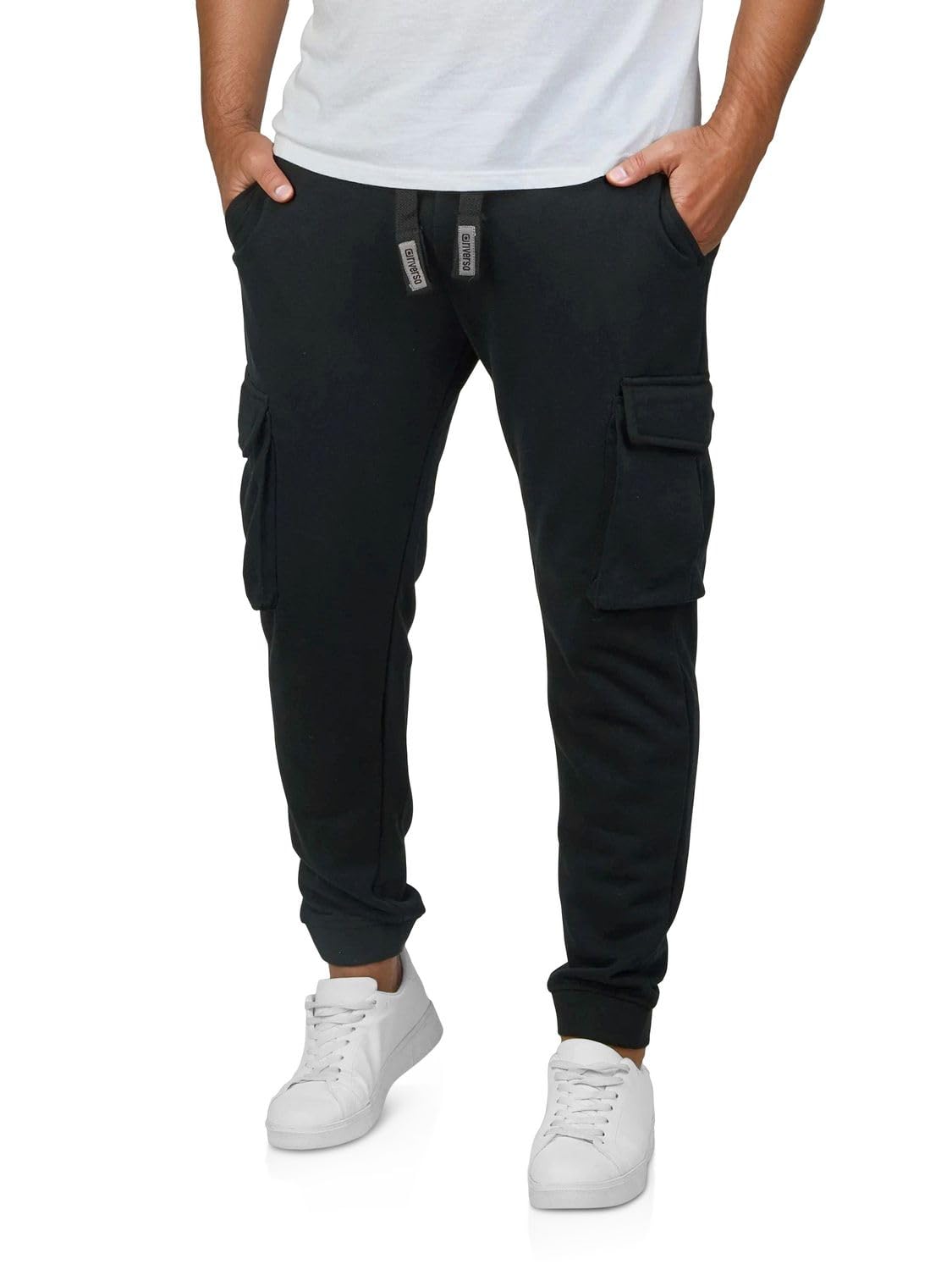 riverso RIVLoris Pantalon de jogging cargo long en coton pour homme Coupe droite Pantalon de sport Pantalon de loisirs Poches Rouge Bleu Noir Vert S M L XL XXL 3XL 4XL 5XL