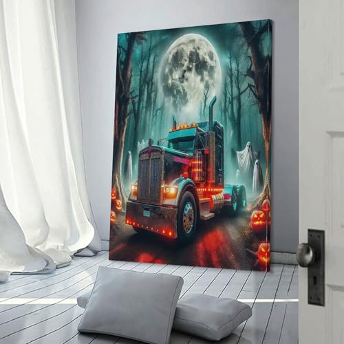 Toile lune et gros camion TDSNKAVHB pour déco chambre et couloir