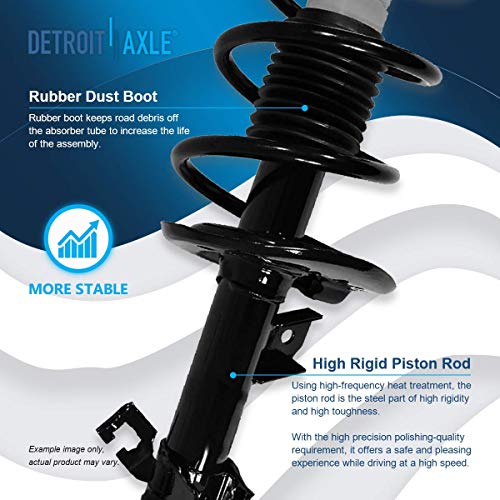 Image of Detroit Axle - FWD Front 6pc Struts Kit for 08-12 Nissan Rogue, 2 Struts & Coil Spring 2 Stabilizer Sway Bar Links 2 Outer Tie Rod Ends 2008 2009 2010 2011 2012 Replacement Suspension